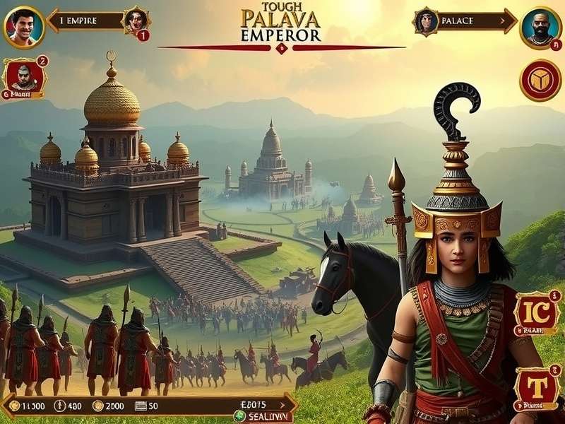 Tough Pallava Emperor battle scene with ancient Indian warriors